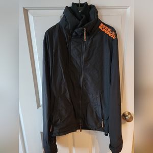 Superdry Windcheater jacket, size medium, black and orange
